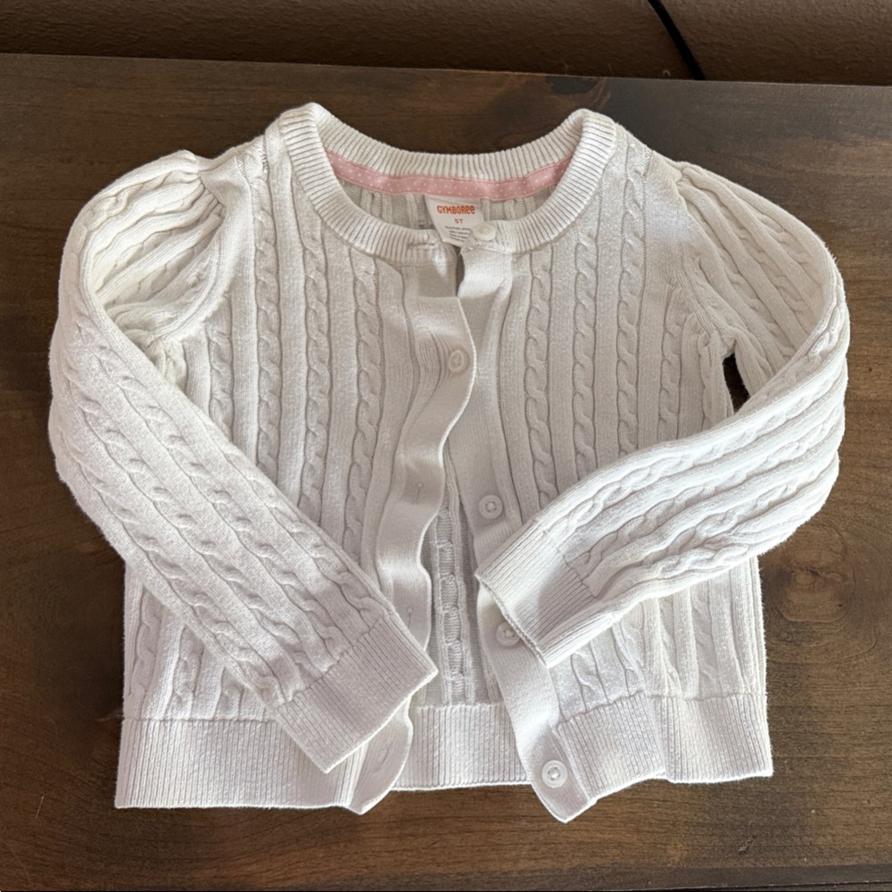 Gymboree White Cable Knit Kids Sweater
